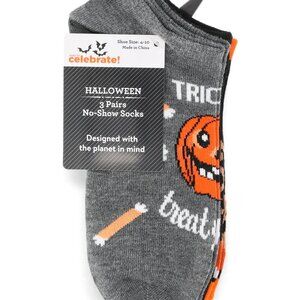 Women’s Halloween Trick or Treat No-Show Socks 3 pack size 4-10 New with tags